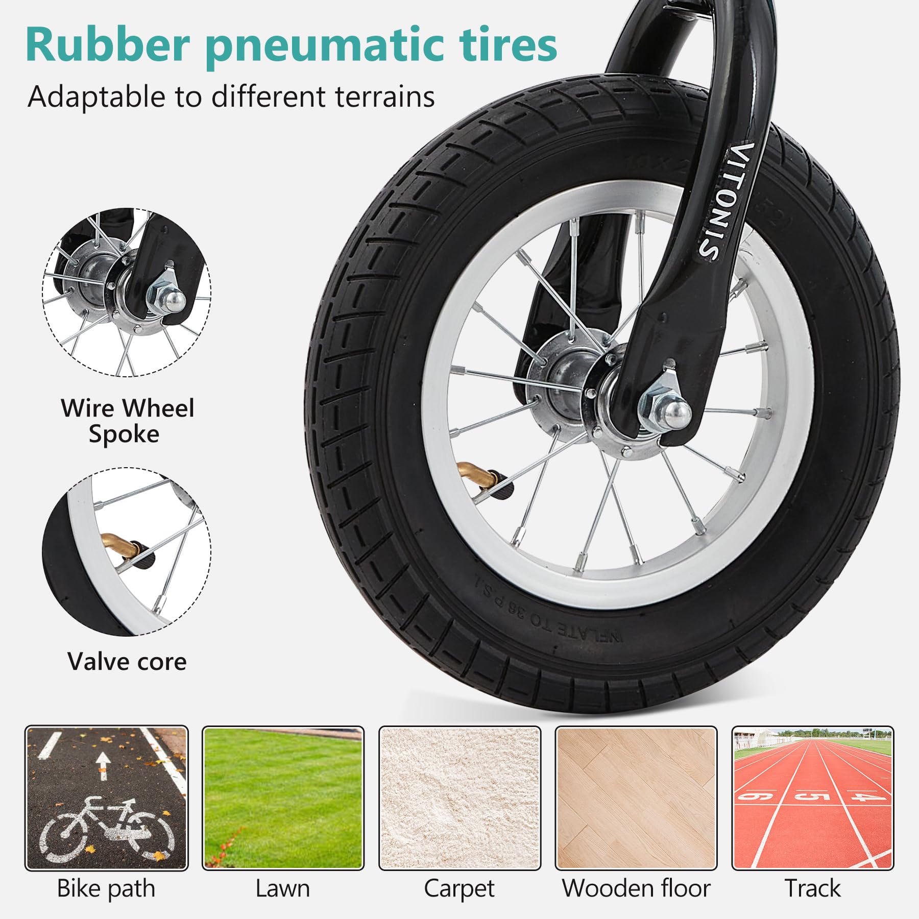 VITONIS balance bike Bicicletta Bambini Senza Pedali per 1,5-4 Anni Fino a 35 Kg, Sedile regolabile, sicuro e ultraleggero per bambini e bambine