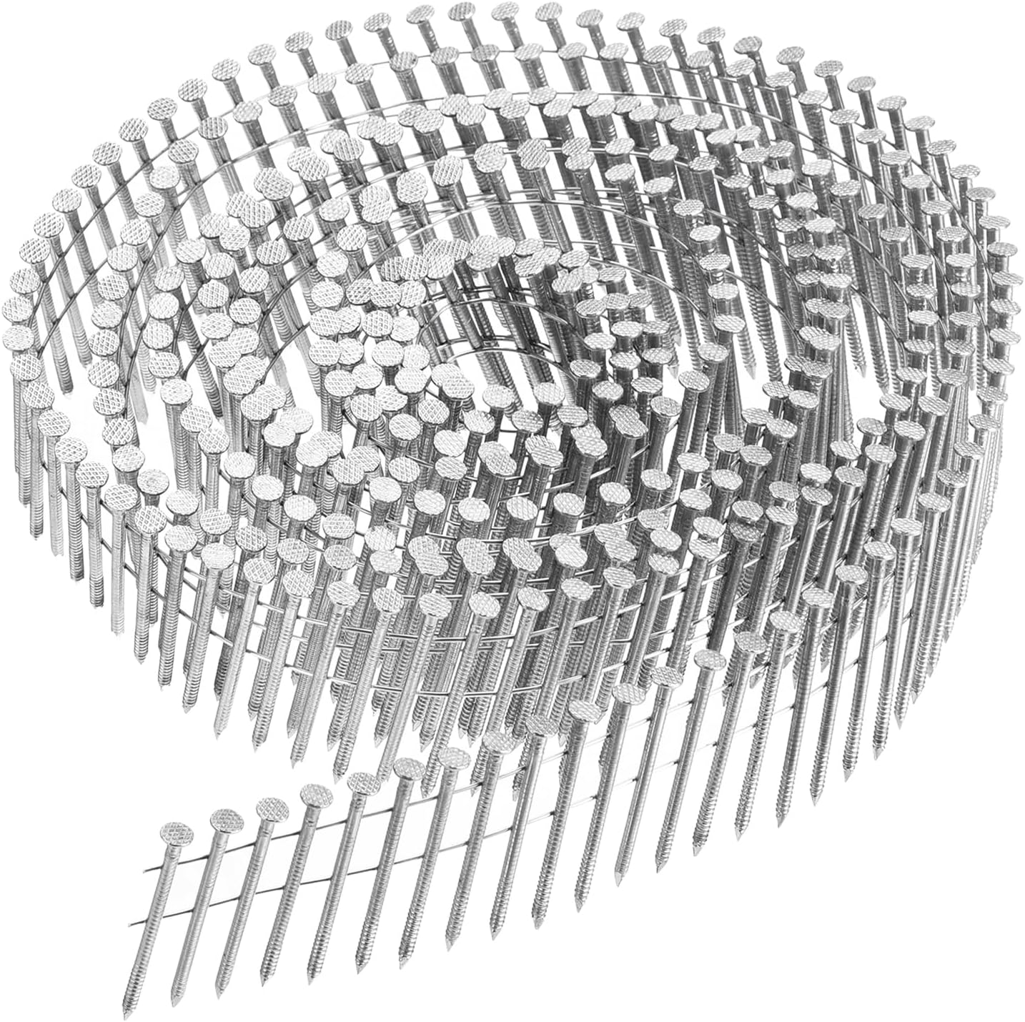 uxcell 1200 Count Siding Nails 1-1/2"x0.09" 15-Degree 304 Stainless Steel Ring Shank Full Round Head Collated Wire Coil for Lath and Sheathing Materials