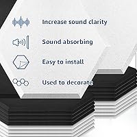 Vista 7 de Art3dwallpanels Paquete de 12 paneles acústicos autoadhesivos, color blanco y negro, paneles de pared insonorizados de 14 x 12 x 0.4 pulgadas