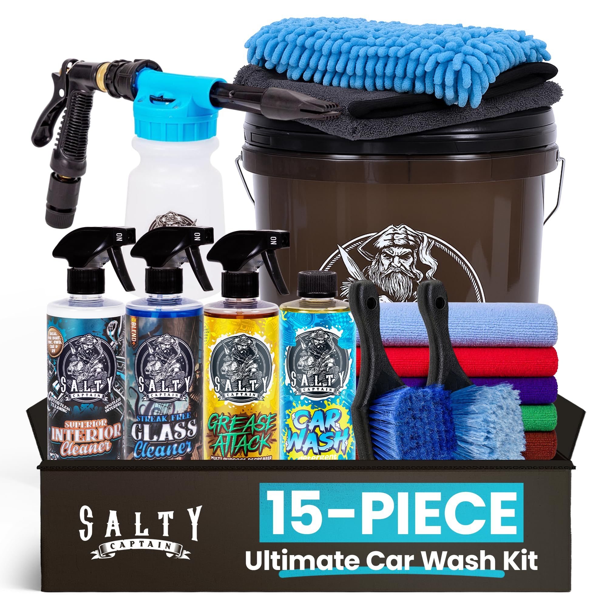 Salty Captain Ultimate 15-Piece Car Cleaning Kit