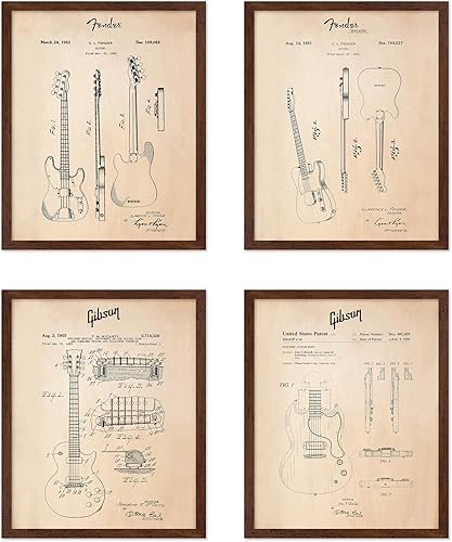 Miniatura 11 de Poster Master Póster de música vintage de 4 piezas, impresión de instrumentos retro, arte de pared sin marco de 8 x 10 pulgadas, regalo para