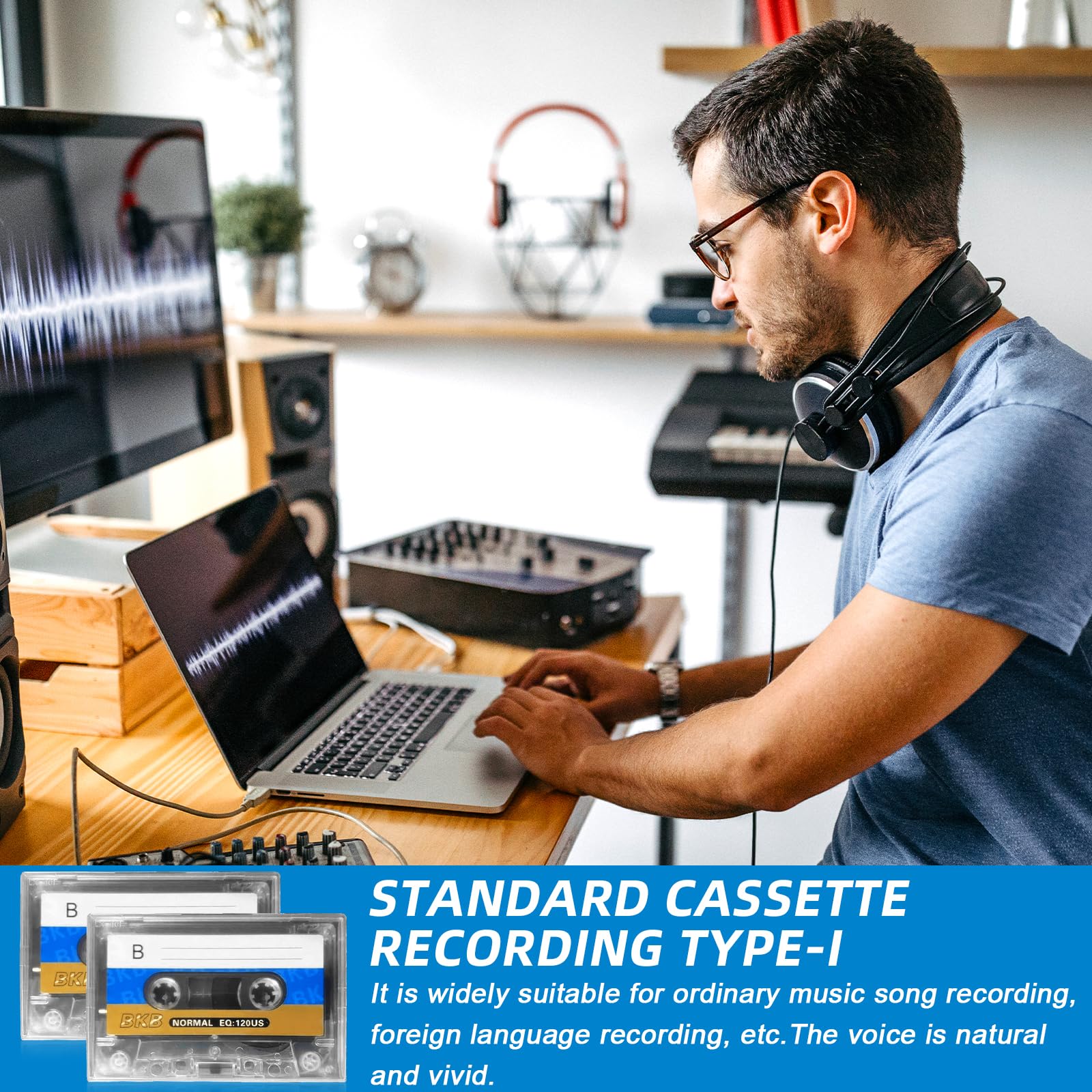 Lot de 10 cassettes audio vides 60 min faible bruit pour enregistrement conférences séminaires