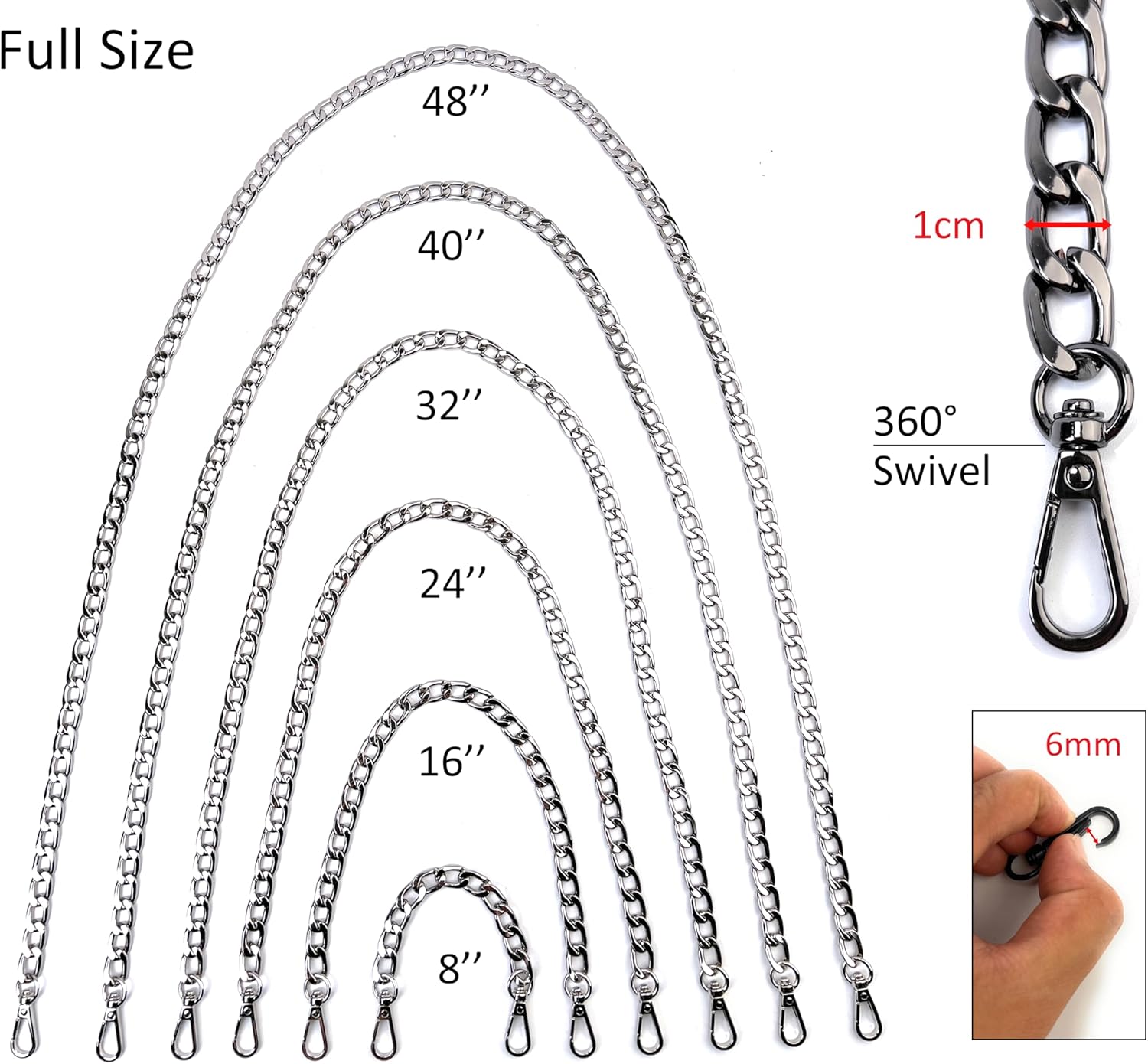 40 Inch Light Gold Purse Chain Strap Replacement Lightweight Aluminum Chain Charm Decoration Extender for Shoulder Crossbody Clutch Wristlet Underarm Baguette Handbag Tote Bag - Image 2