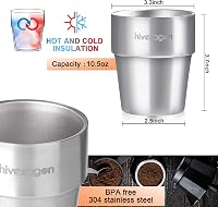 Hivexagon 300ml Dupla Falú Rozsdamentes Acél Pohár Szett 4db Hideg Italokhoz 3