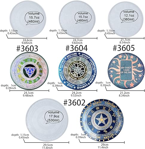 Miniatura 2 de Moldes de silicona de resina epoxi para alfombrilla de péndulo, posavasos de rueda del año, brújula de constelación, herramientas de adivinación de