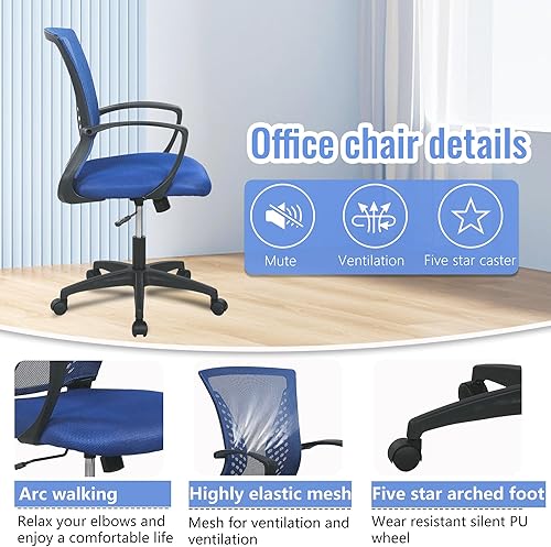 Miniatura 6 de PayLessHere Silla de oficina, silla de escritorio, silla de computadora, silla ergonómica, malla ejecutiva ajustable, respaldo medio con ruedas