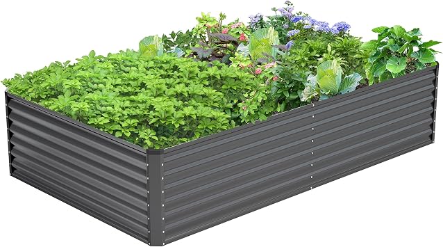 Ayen Guard 8x4x2FT Galvanized Raised Garden Bed,Galvanized Planter Boxes Outdoor, Large Metal Raised Garden Beds for Vegetabl