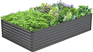 8x4x2FT Galvanized Raised Garden Bed,Galvanized Planter Boxes Outdoor, L...