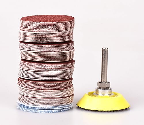 Miniatura 2 de 100 discos de lijado de 2 pulgadas, papel de lija de grano 80-3000 con placa de respaldo de vástago de 14 pulgadas y almohadilla de espuma suave