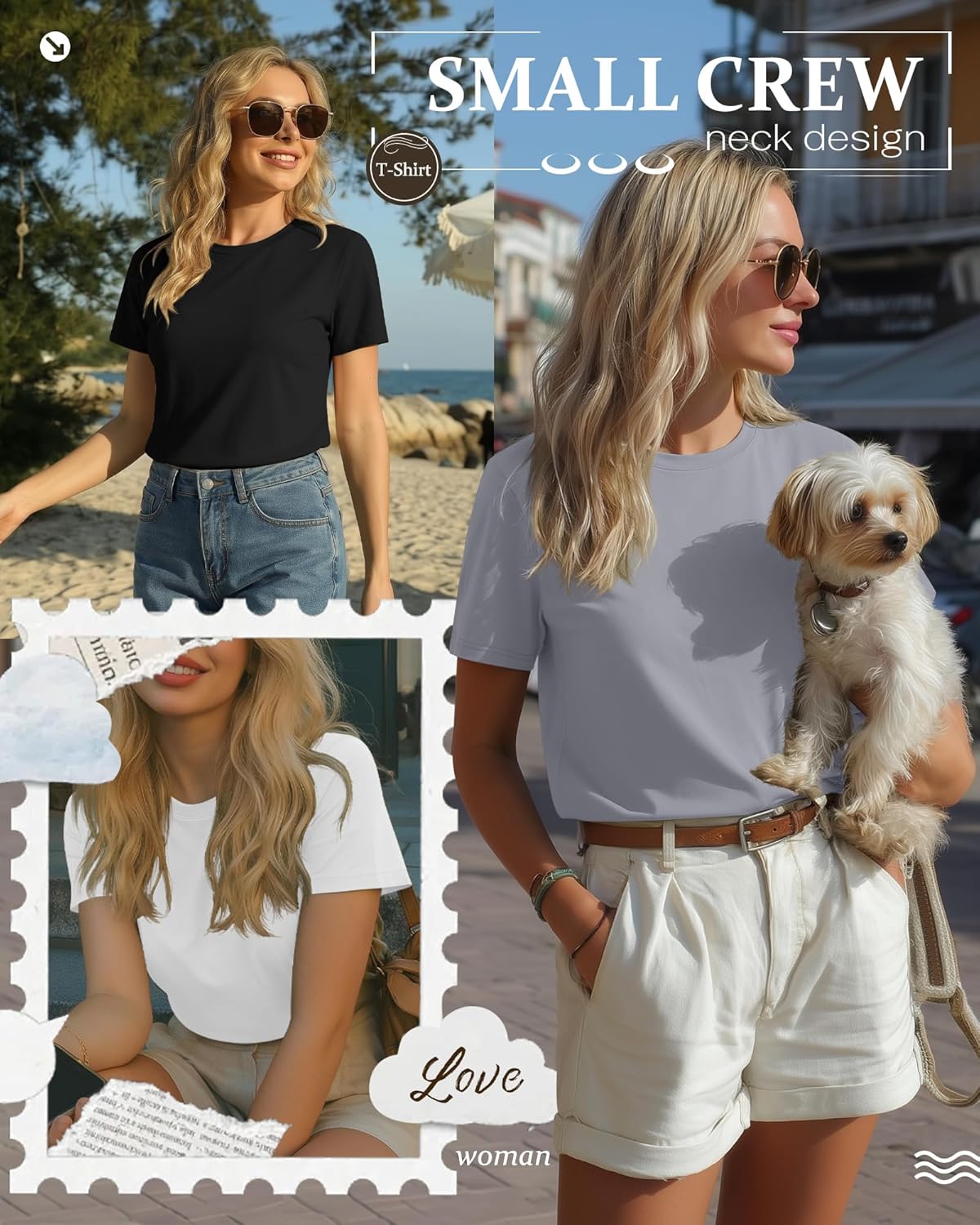 Neer 4 Pack Women's Crew Neck T Shirts Summer Short Sleeve Casual Basic Tops Loose Fit Flat Hem Tees - Image 5