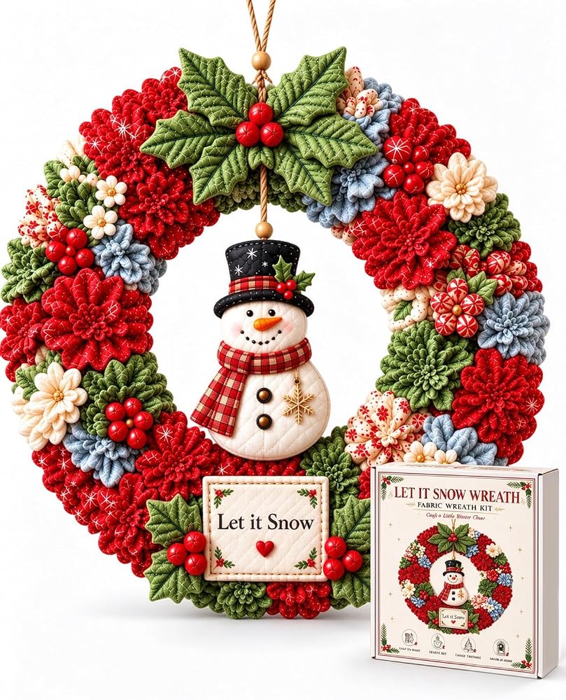 3D Fabric Poke Wreath DIY Kit for Adults, Christmas Wreath Craft Kit — 사진 1
