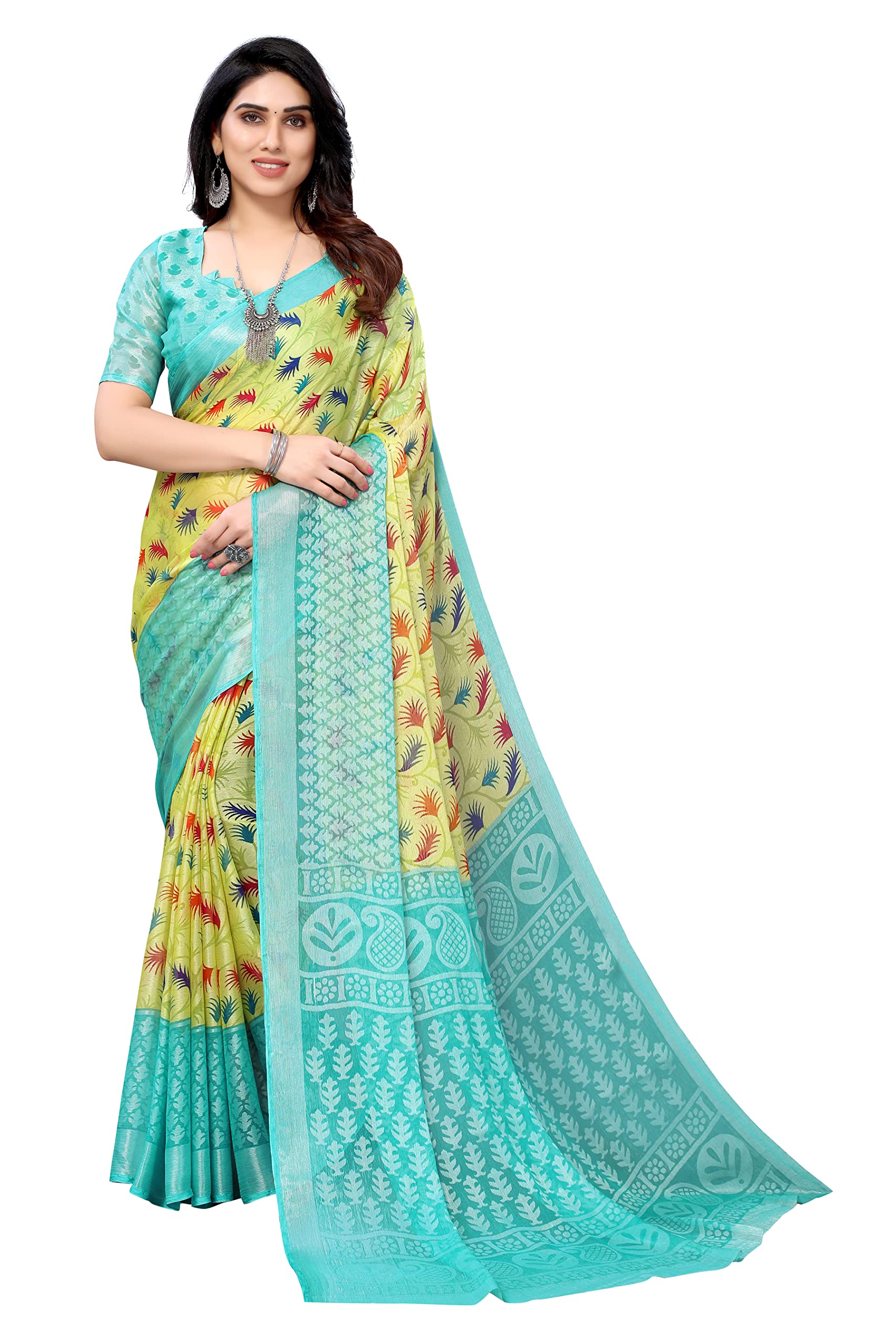 Winza DesignerBanarasi Brasso (Printed Sarees for Women Collection_Mehendi)