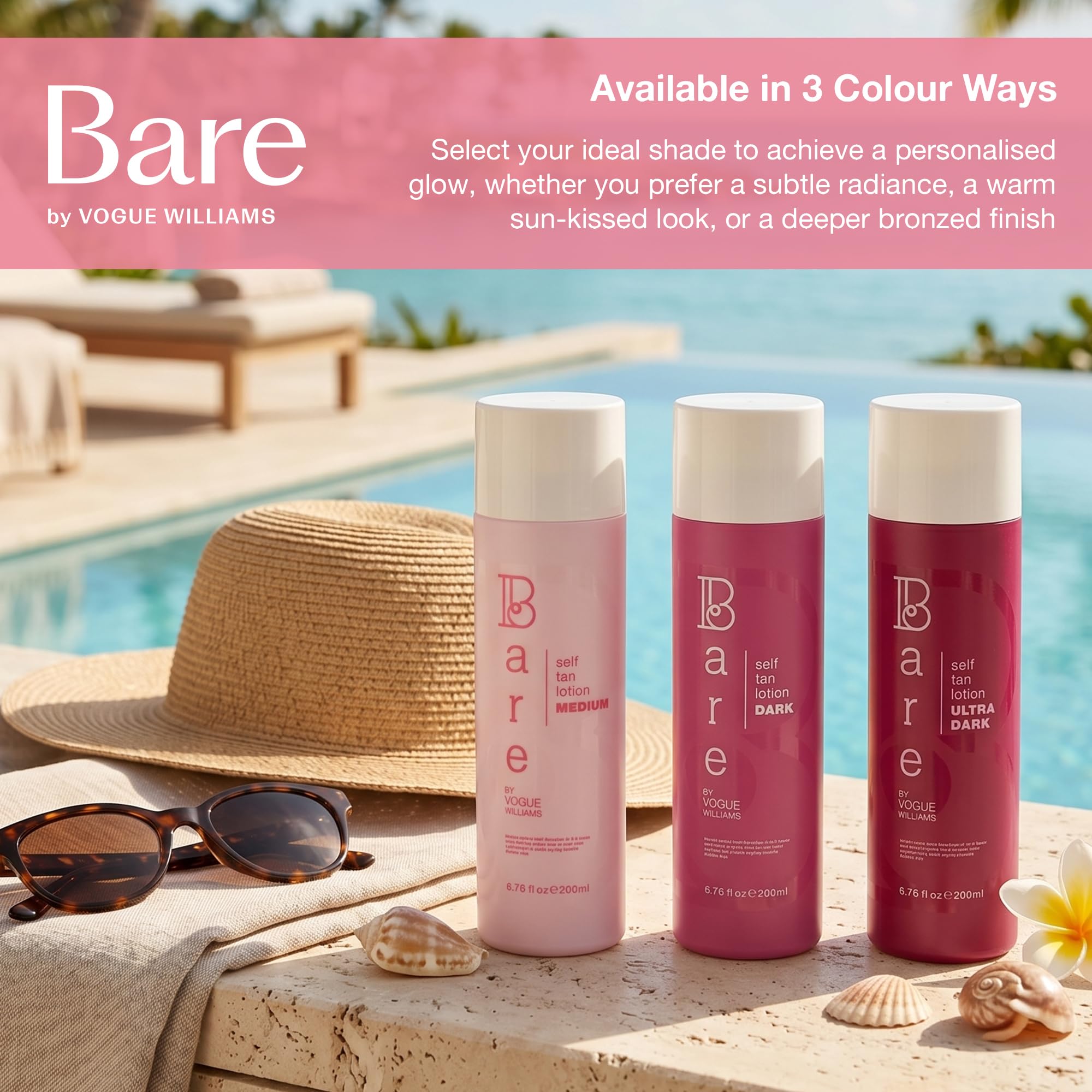 Bare by Vogue - Mittlerer Bräuner Selbstbräuner - Für alle Hauttypen geeignet - Selbstbräuner für Gesicht & Körper - Langanhaltende Fake Tan - 200ML