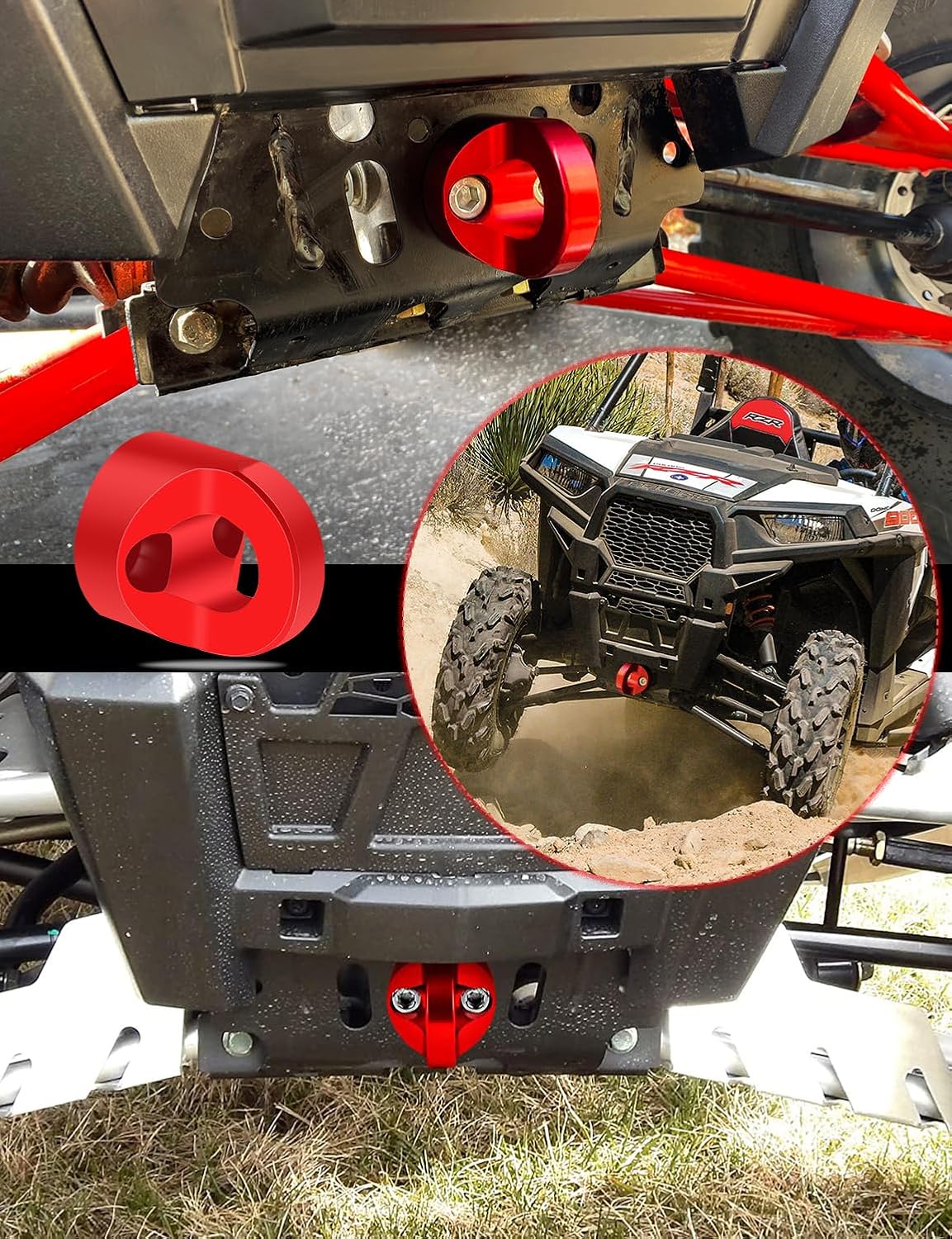 Chelhead RZR Front Tow Hook, Red Tie Down Anchor Compatible with Polaris RZR Turbo XP 4 1000 2014 2015 2016 2017 2018 2019 2020