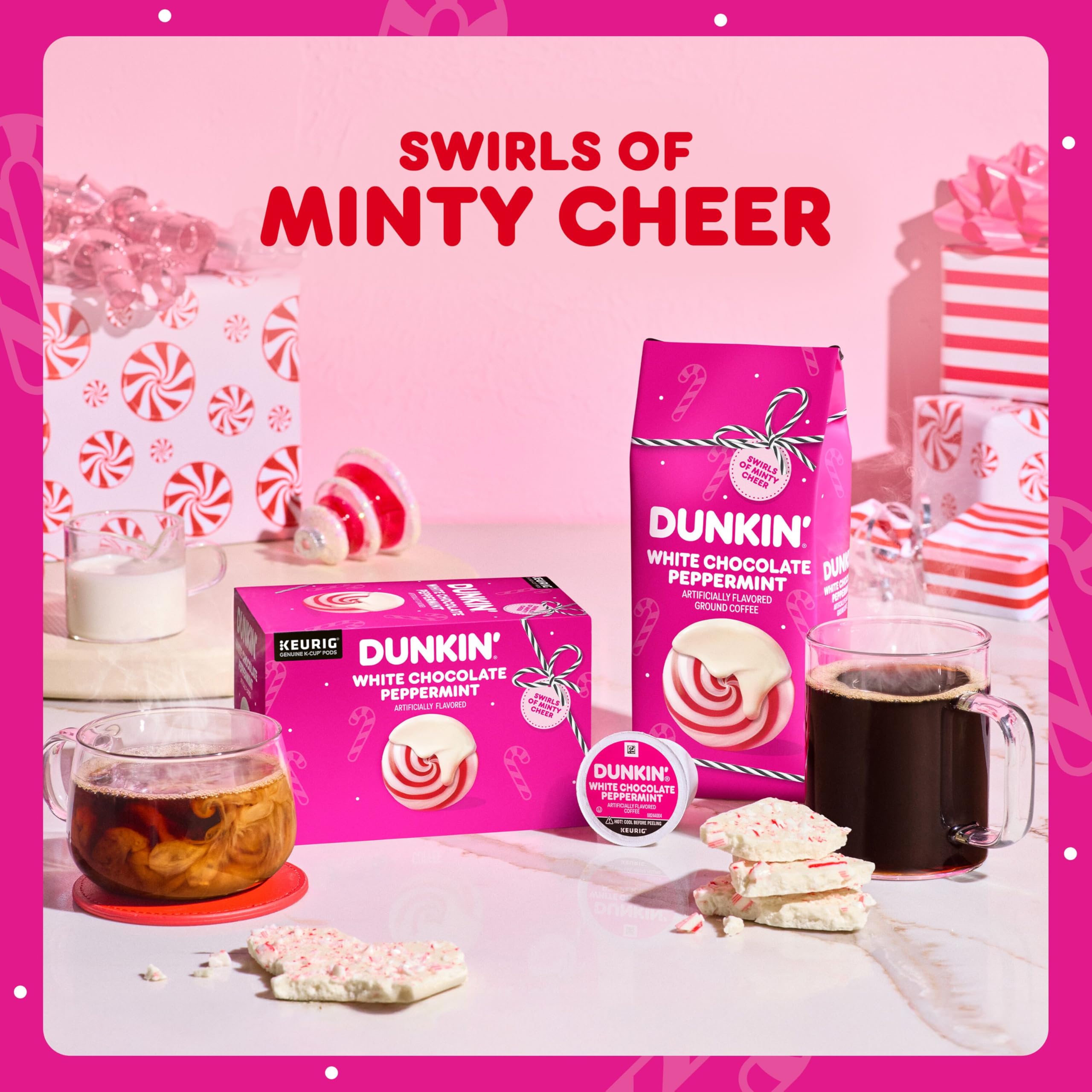 Dunkin' Café con sabor artificial a menta y chocolate blanco, 60 cápsulas | Cápsulas Keurig K-Cup auténticas, sabor a café festivo de edición limitada