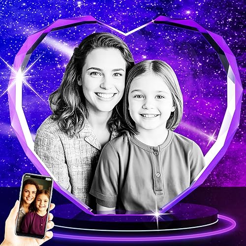 Foto de cristal 3D  Regalos personalizados con tu propia foto para élella, mamá, papá, mujeres, hombres, imagen grabada con láser 3D, imagen grabada