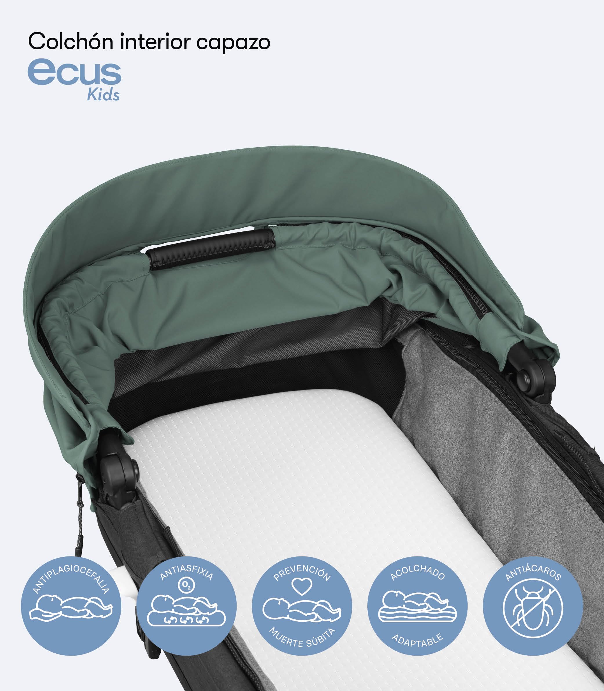 MUNICH Mun5, Cochecito de Bebé 2 en 1, Sistema de viaje, Silla De Paseo y Capazo, Carro Bebe, Fácil plegado, desde el nacimiento hasta 22 kg, Maniobrabilidad, con cubrelluvias, (Verde)