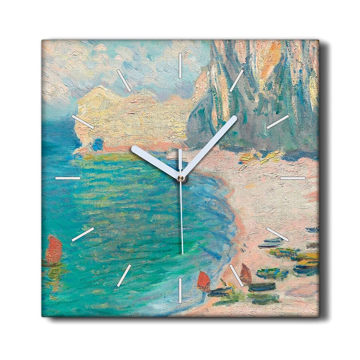 Horloge sur Toile Silencieuse Monet Coloray Déco Murale Salon