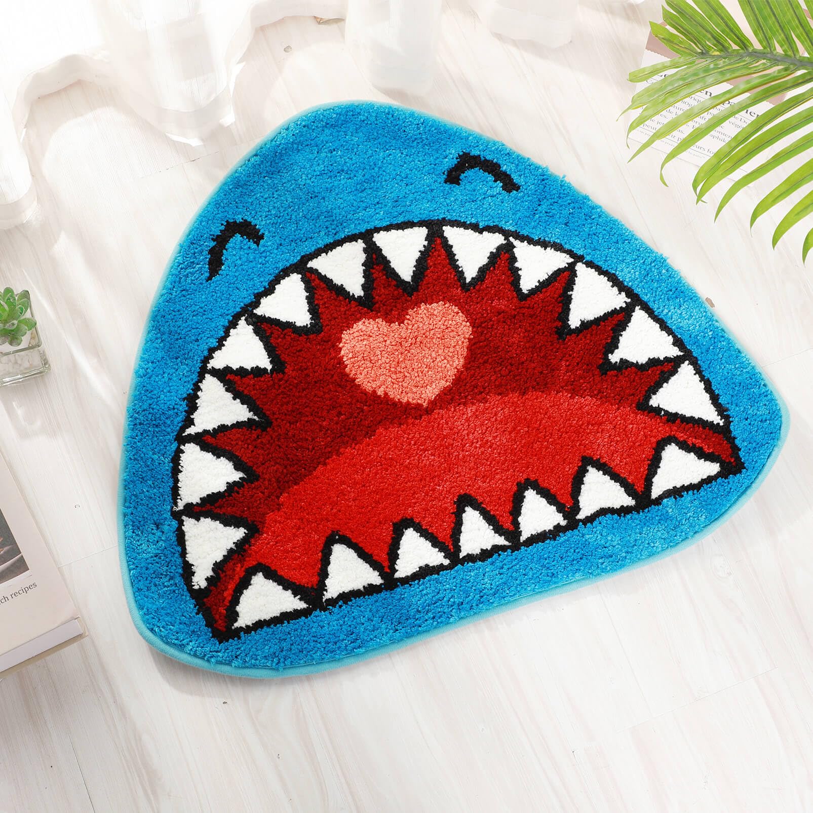 FGCOGOD Shark Bathroom Rugs, Shark Bath Mat, Cute Rug Non-Slip for Shower, Soft and Absorbent Microfiber Bathtub Rug, Small Funny Unique Washable