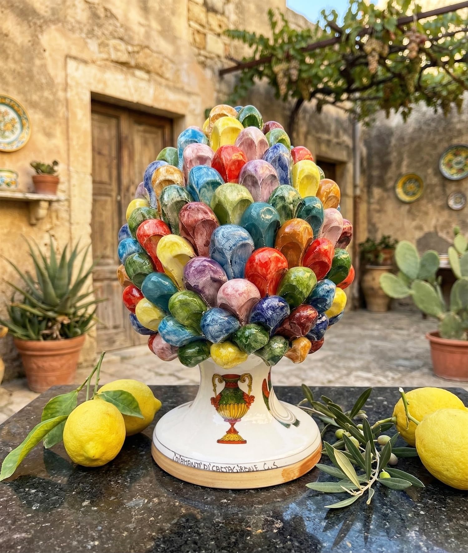 Pigna en céramique Caltagirone 30cm objet déco de Sicile