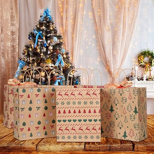 Miniatura 2 de Cabilock 24pcs Navidad Kraft Bolsas 6 Patrones de Regalo de Navidad Bolsas de Almacenamiento de Papel Bolsa para Festival Banquete