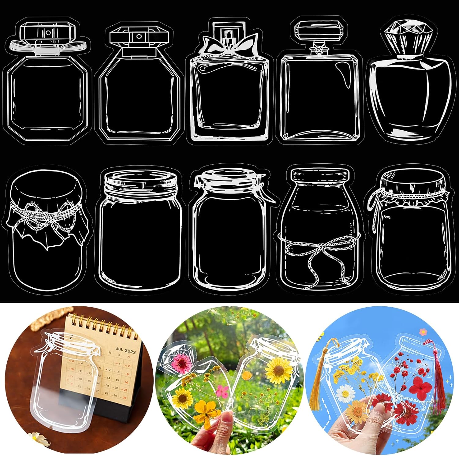 40 Stück Transparente Lesezeichen - DIY Für Getrocknete Blumen 13,5x9,5cm