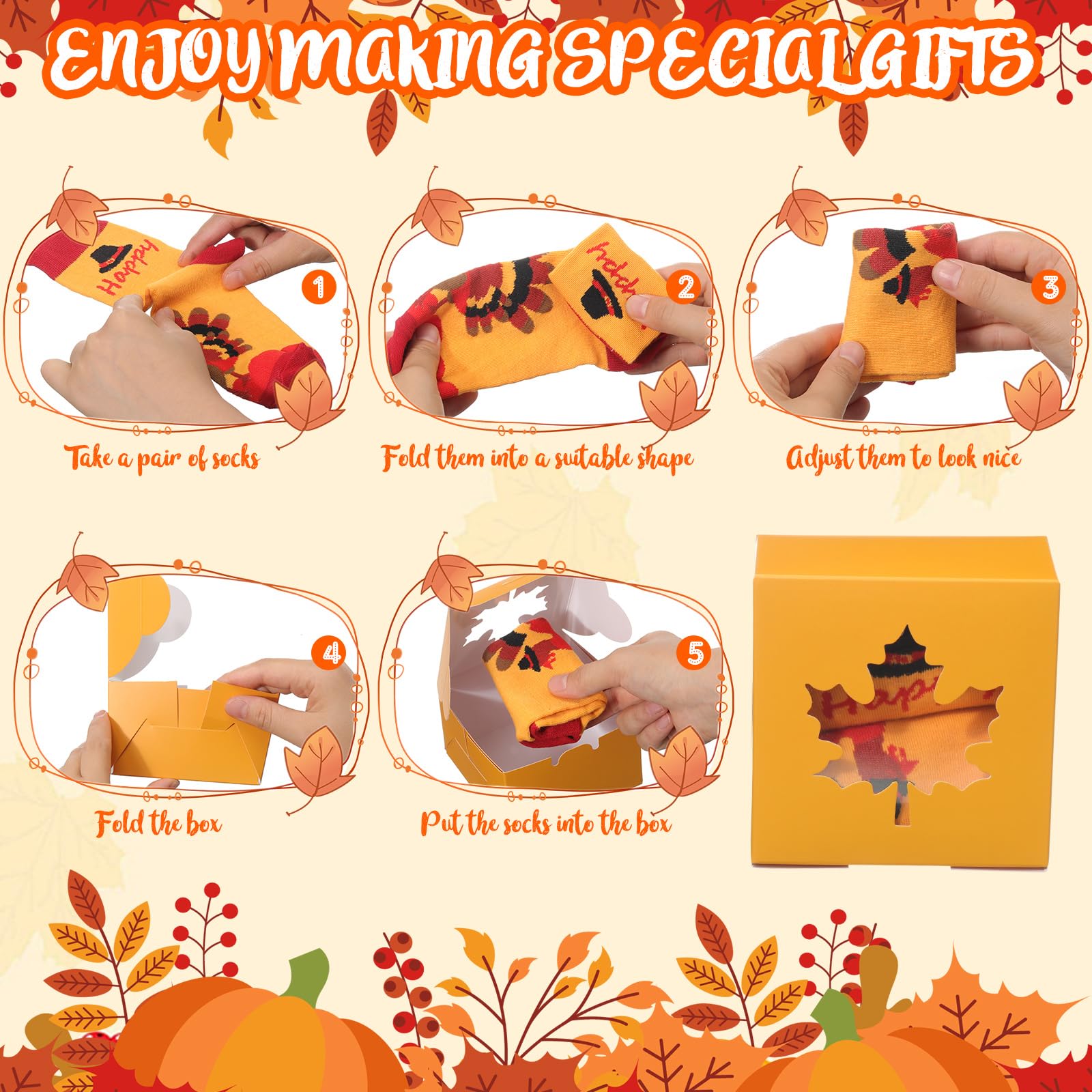 Jecery Socken für Herbst und Erntedankfest, Geschenk in Schachteln, für Damen und Mädchen, flauschige Socken für Partys