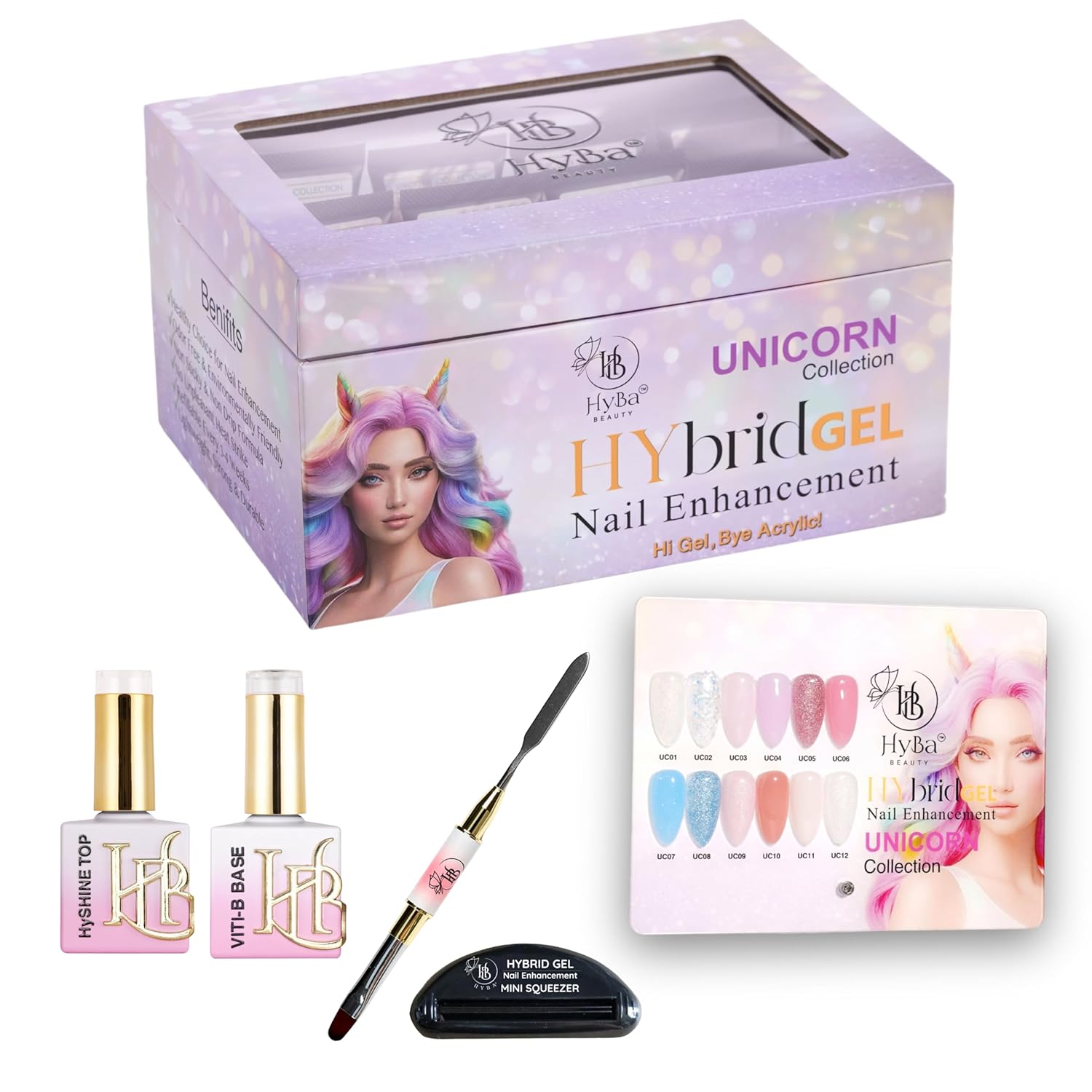 HYBRID GEL POLISH UNICORN Collection 8 - FREE Top Base Brush
