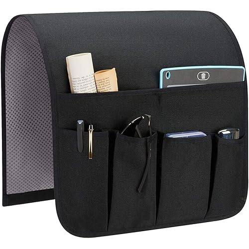 Sofa Armrest Organizer, Remote Control Holder for Recliner Couch, Arm Chair Caddy with 5 Pockets for Magazine, Tablet, Phone, iPad