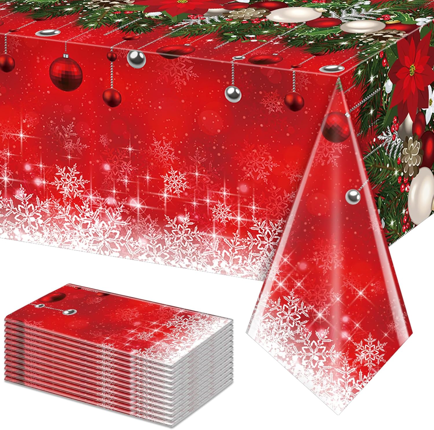 12Pieces Merry Christmas Tablecloth Plastic Christmas Tree