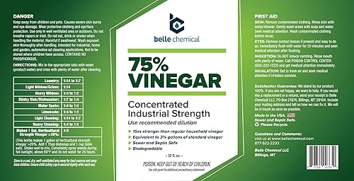 Miniatura 2 de Belle Chemical Vinagre puro 75% - Grado industrial concentrado (4 cuartos de galón)