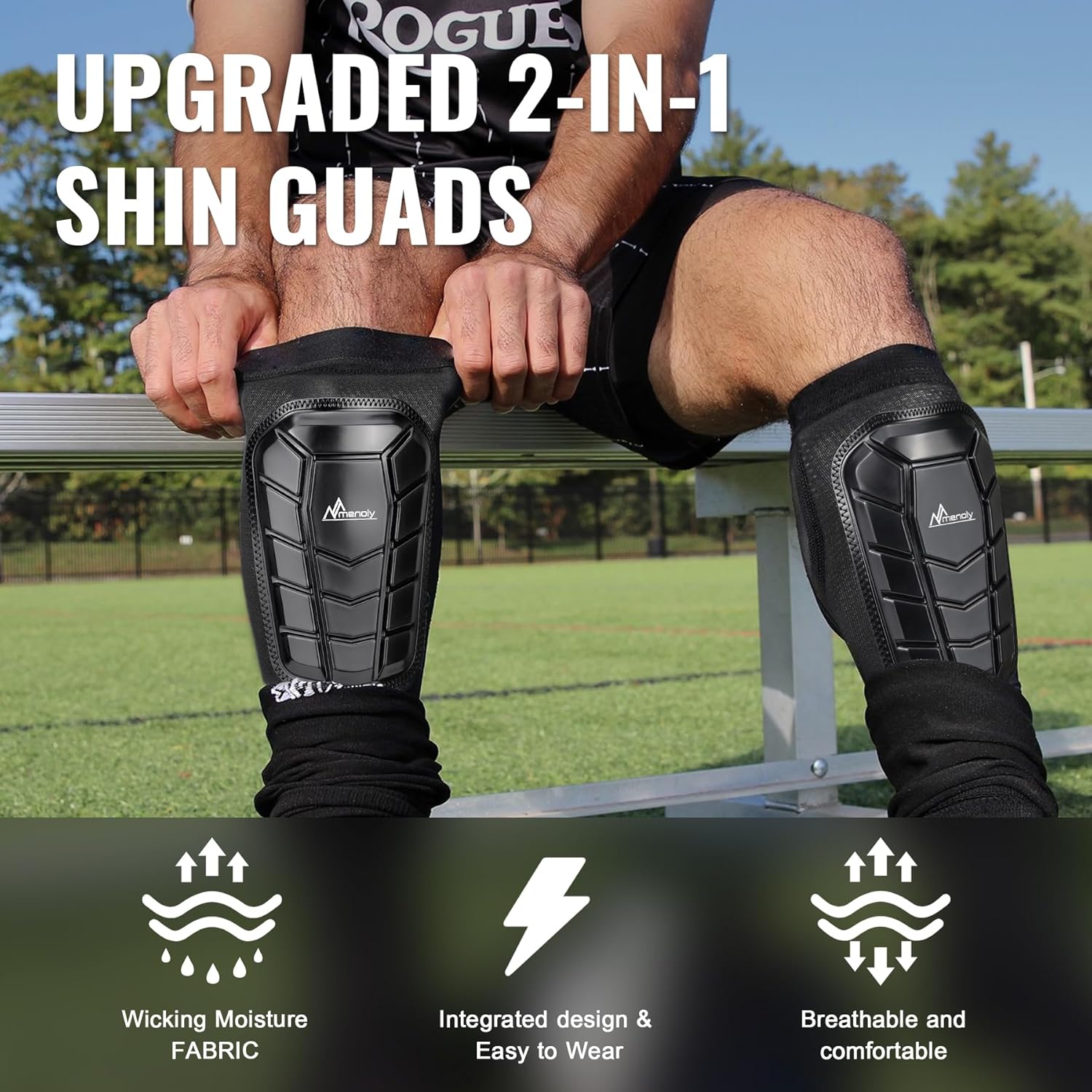 MENOLY Soccer Shin Guards,Kids Youth Soccer Shin Guards Sleeves with Honeycomb Pads for 7-18 Boys Girls Shin Pads Protective Soccer Equipment for Youth Adult High Impact Resistant & Comfortable - Image 5