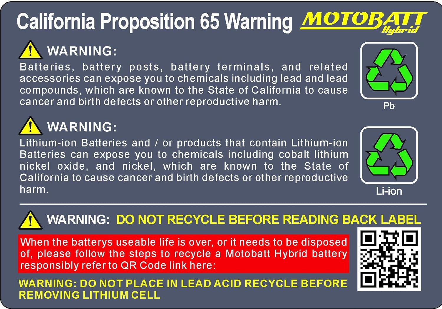 Motobatt MHTX20 HYBRID Lead Acid AGM and Lithium Battery 550CCA Massive reserve capacity MBTX20U Replacement