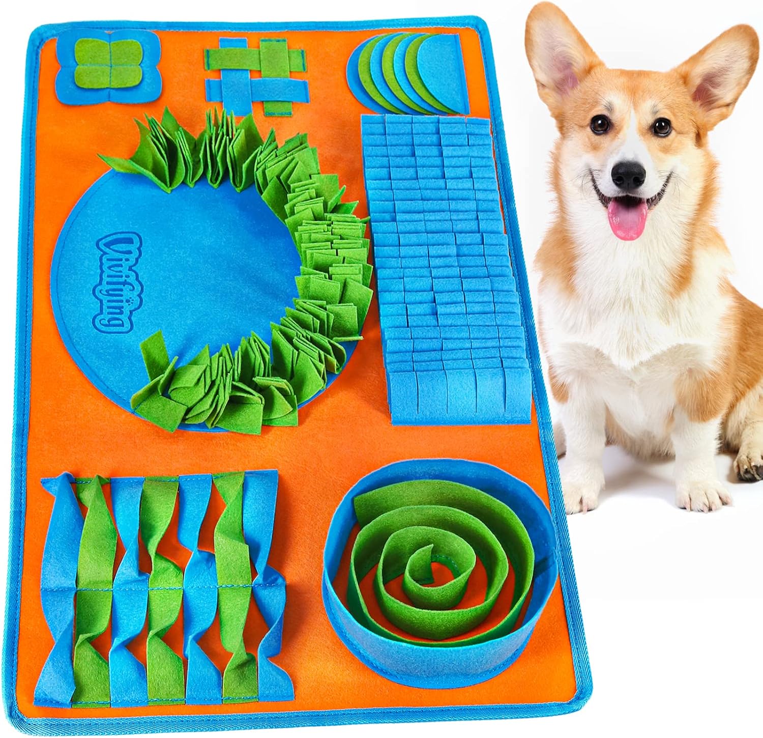 Vivifying Snuffle Mat for Dogs, Interactive Feeding Dog Games for Boredom and Mental Stimulation, Dog Enrichment Toys for Slow Eating and Keep Busy