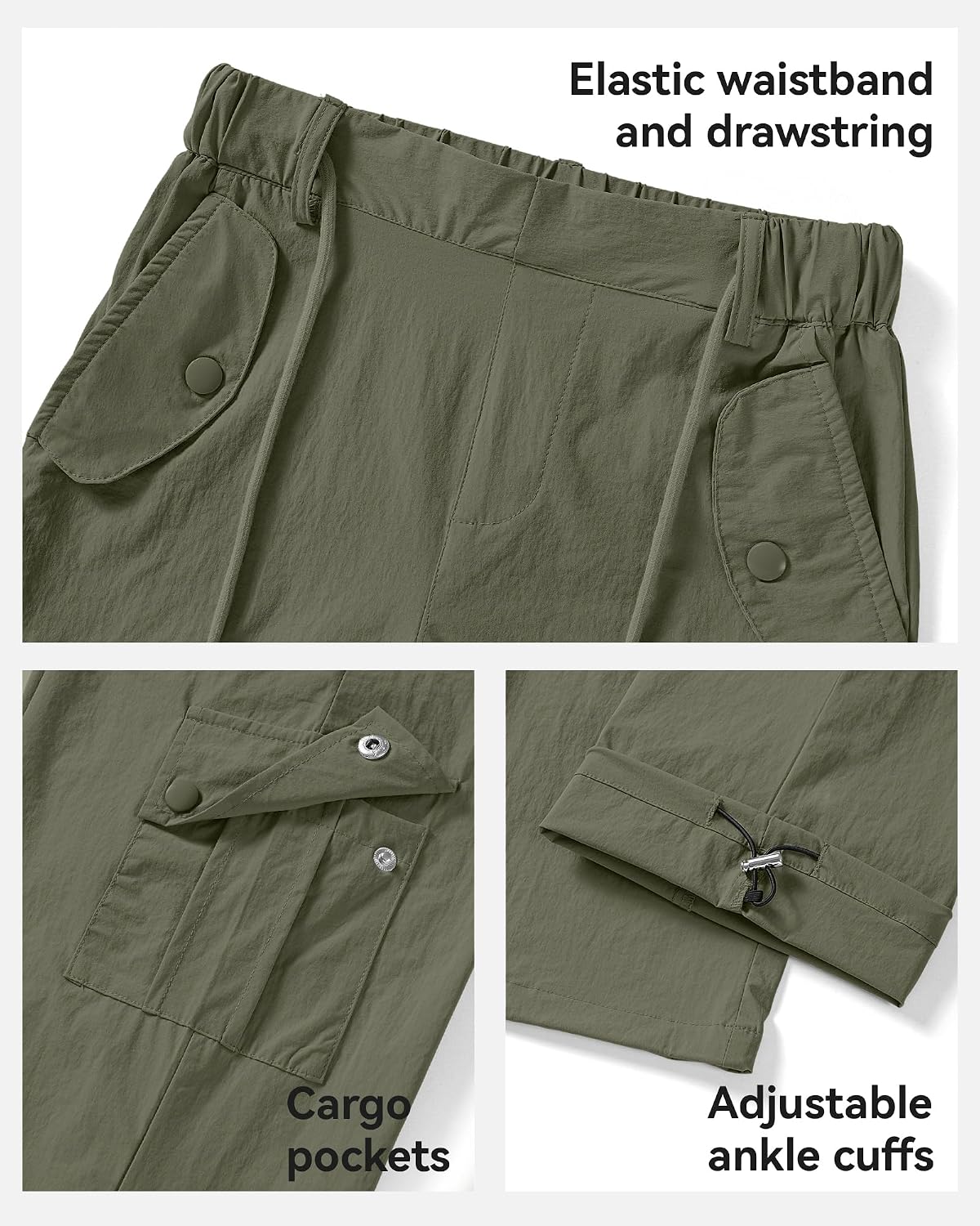 KEREDA Cargo Pants for Girls Waterproof Hiking Pants Baggy Quick Dry Jogger