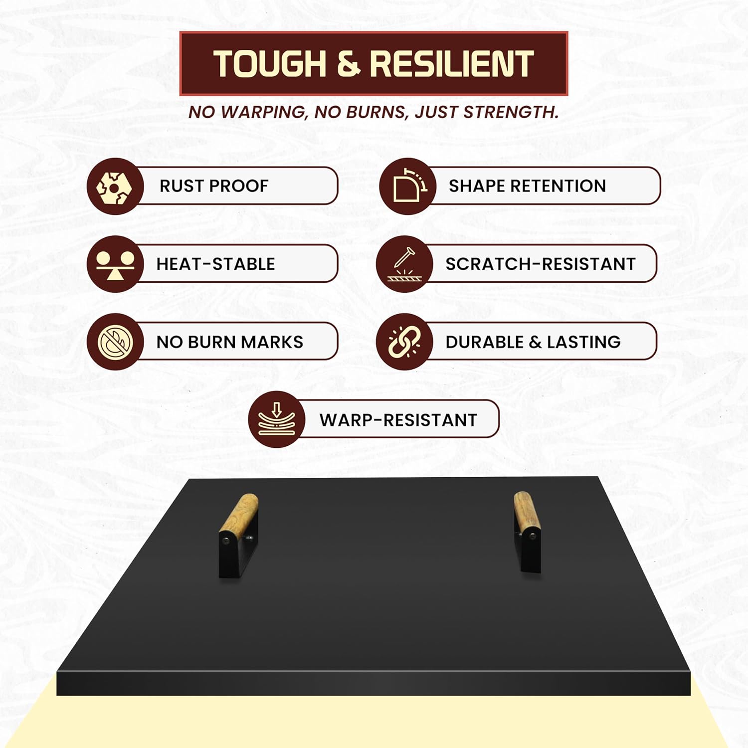 Febtech -36" Square Fire Pit Snuffer Lid - Carbon Steel Fire Pit Pan Lid for 34" FirePit- Steel FirePit Cover with Wooden Handles Shield for Outdoor Burner Cover Camping Accessories