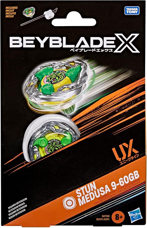 Beyblade X Stun Medusa 9-60GB UX Starter Pack Set with Takara Tomy Stamina Type Top and Launcher, Battling Tops Game Toys, Ages 8+