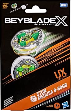Beyblade X Stun Medusa 9-60GB UX Starter Pack Set with Takara Tomy Stamina Type Top and Launcher, Battling Tops Game Toys, Ages 8+