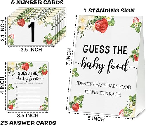Vista 54 de Guess the Baby Food Party Games, Baby Shower Game Set, 1 Standing Sign + 25 Answer Cards + 6 Number Cards, Brown Bear Gender Reveal Party