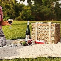 Vista 7 de Willow - Juego de cestas de picnic para 2 personas con bolsa térmica grande aislada y manta de picnic impermeable, cesta de picnic de mimbre