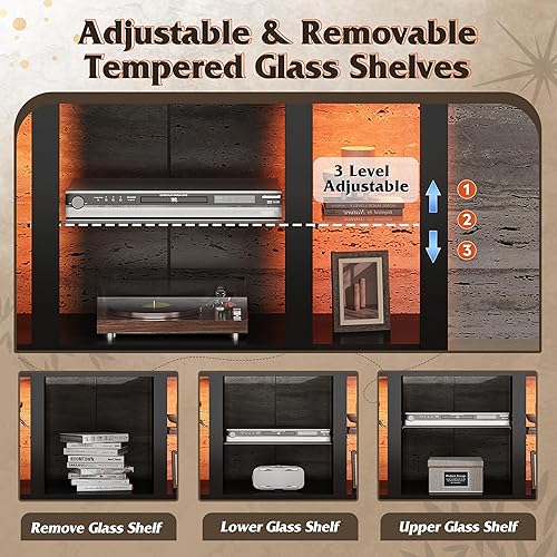 Miniatura 5 de WLIVE Soporte de TV con chimenea para televisores de hasta 65 pulgadas, consola de TV con chimenea eléctrica con luces LED, soporte de TV moderno