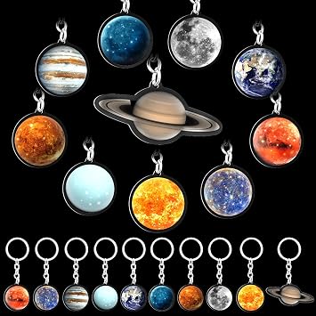 Eersida 20 Pcs Galaxy Space Keychain Solar System Planets for Kids Party