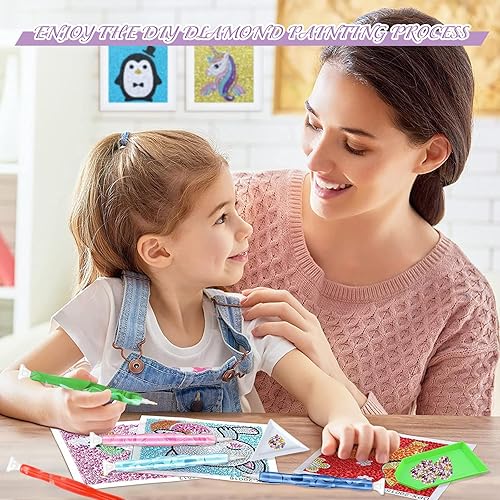 Miniatura 5 de ZYNERY 9 bolígrafos de pintura de diamante, bolígrafos de resina con puntas de arcilla, tapete antideslizante, accesorios de pintura de diamante 5D