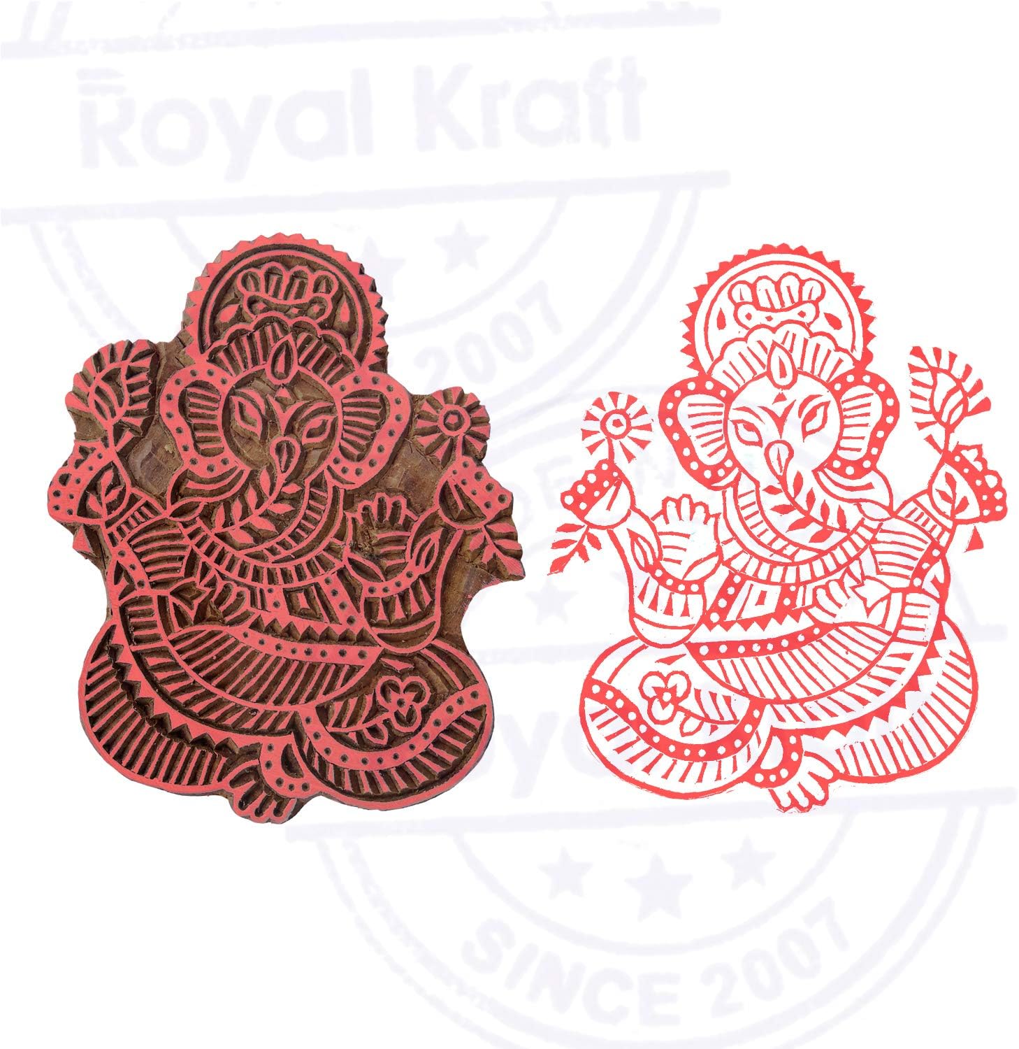 Attractive Wood Block Large Ganesha Shape Big Printing Stamp