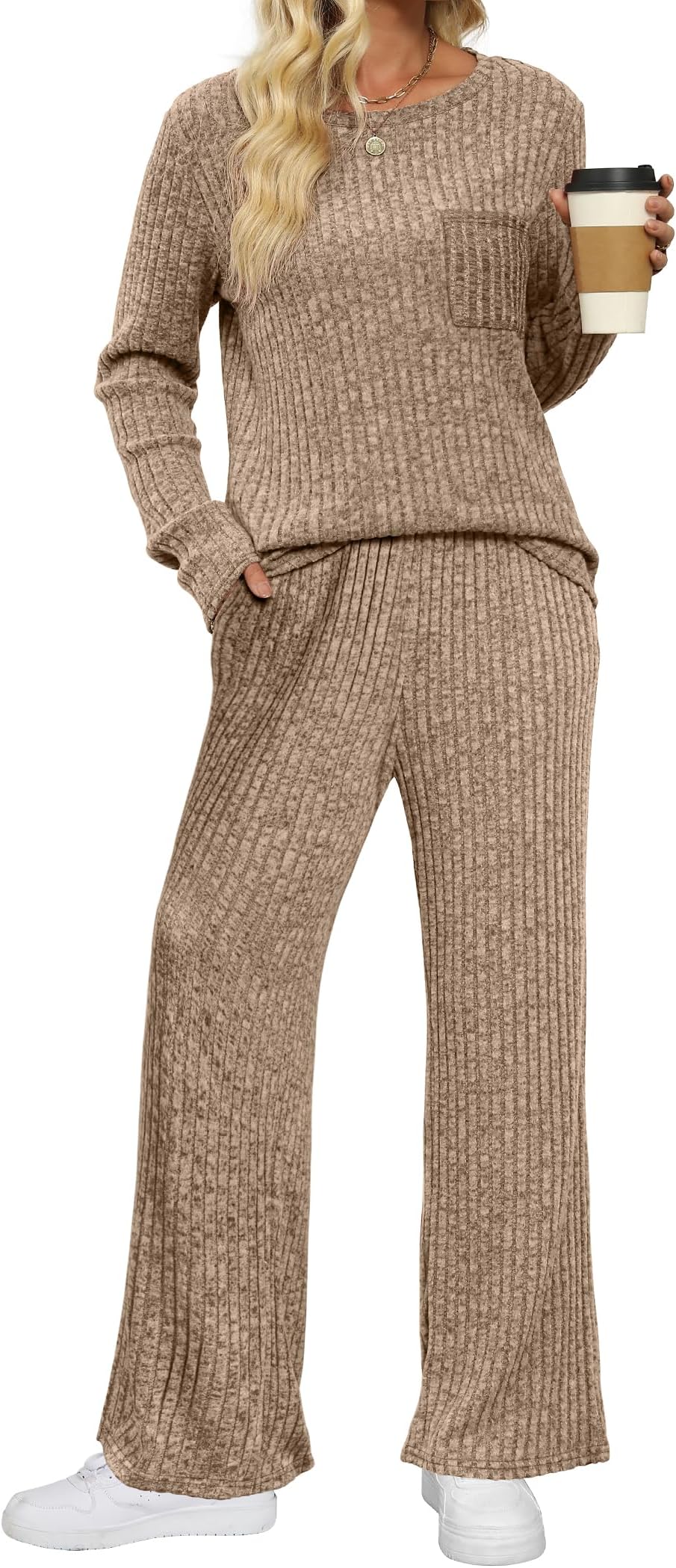 Lounge Sets for Women Two Piece Outfits Fall Fashion 2023, 00-khaki, M