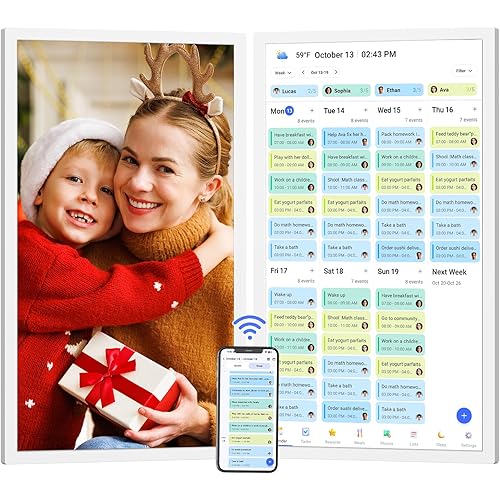 27” Wall Planner Digital Frame Calendar Chore Chart - FHD Touchscreen Interactive Display for Family Schedules, Star Rewards, to-do List, Auto-Sync Google iCloud Outlook Calendars, Gifts for Mom Dad