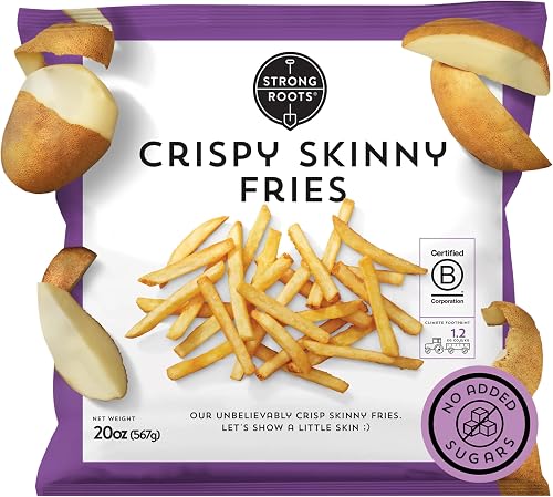 Strong Roots Crispy Skinny Fries, 20 oz, Vegan & Gluten Free, No Sugar, Low in Salt & Saturated Fat