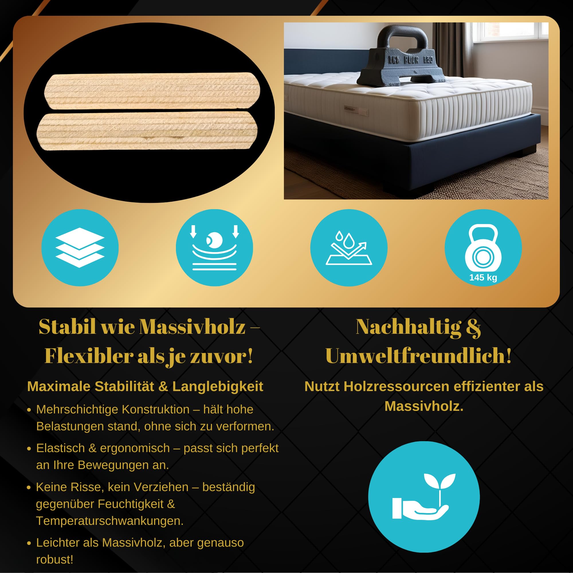 INNOVAHOME Rollrost 100x200 - Stabiler Lattenrost und Lattenrahmen | 18 Flexible Birkensperrholz Federleisten - Belastbarkeit bis 145kg - Geräuscharmer Rolllattenrost mit Schrauben