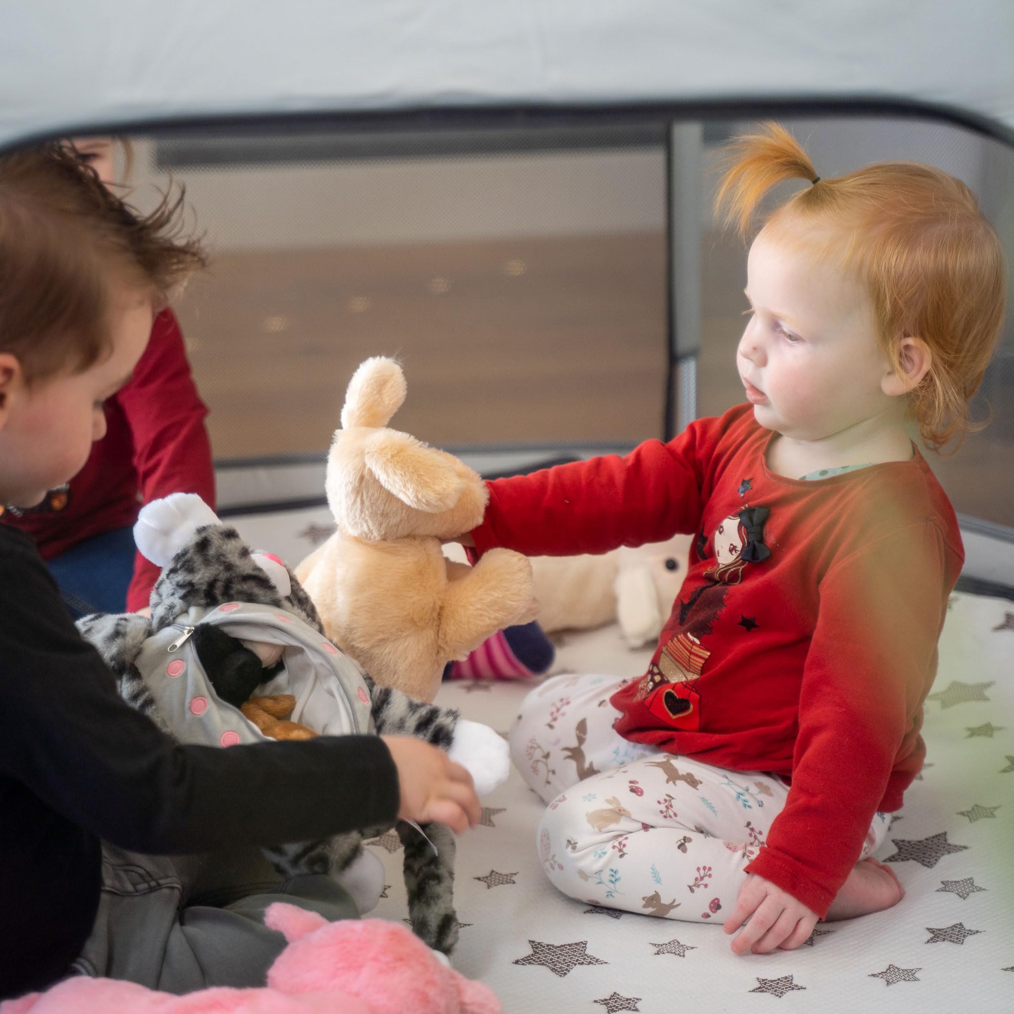 Peluche per cani con 3 cuccioli, per bambini in addome con chiusura lampo, per mammiferi, set di peluche di alta qualità per bambini, regalo per bambini