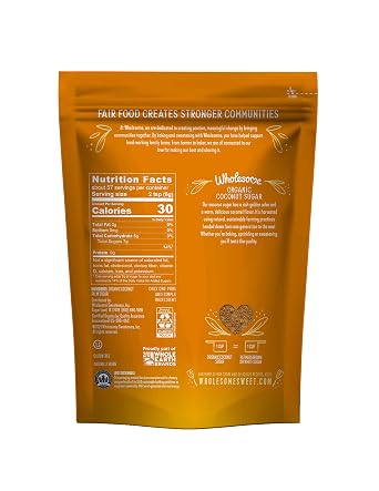 Wholesome Sweeteners 16-Ounce Organic Coconut Sugar, Non GMO, Gluten Free & Vegan Sweetener, for Baking, Sauces, and Smoothies, 1 Pack